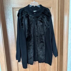 BLACK FAUX FUR SWEATER